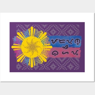 Philippine Flag-Sun Baybayin word Padayon sa Buhay (keep on living) Posters and Art